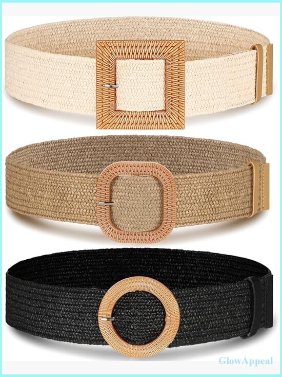 Straw Woven Elastic Waist Belt, Bohemian Braided Belt, Adjustable Belt main image 7